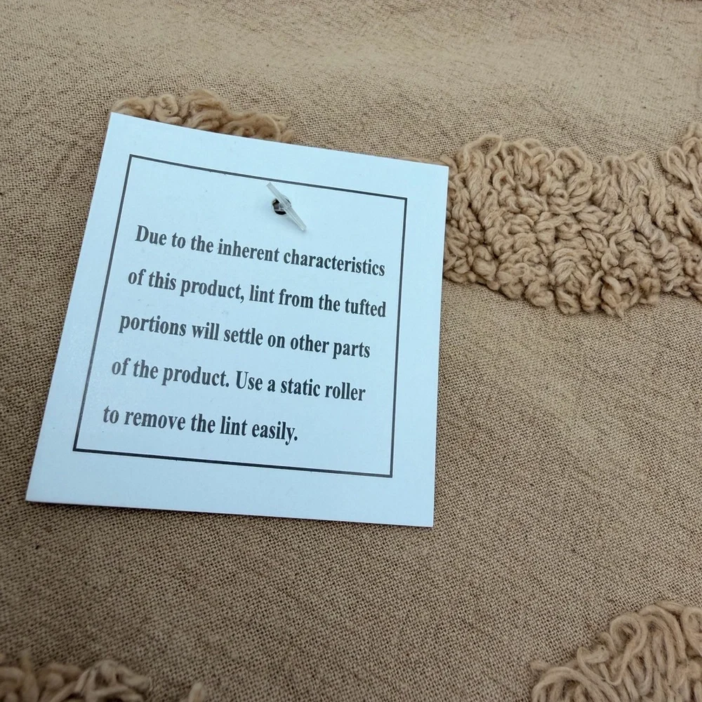Set Of 2 Tan Textured Pillow Shams with Fringe 20” x 25” 100% Cotton